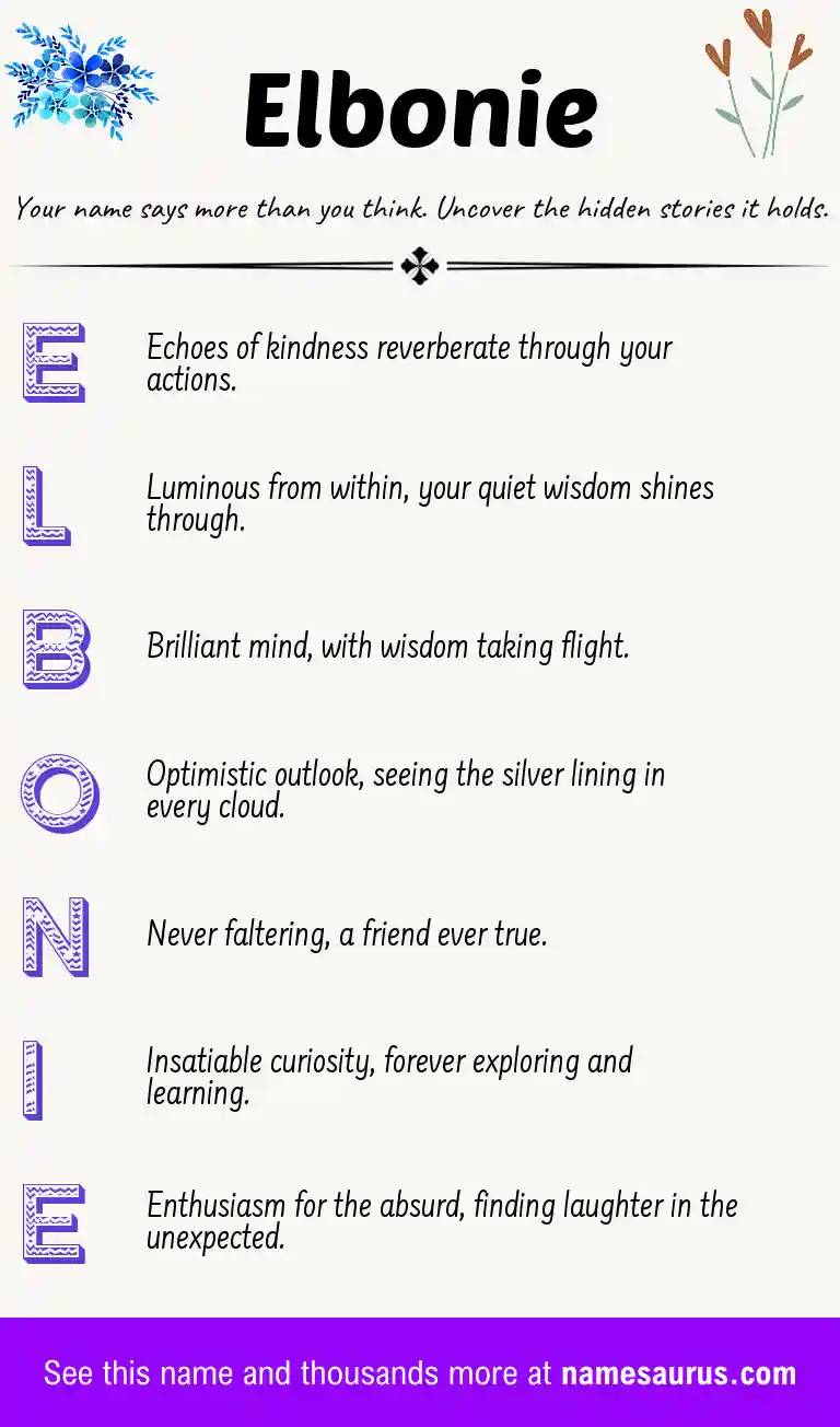 Acrostic poem about Elbonie.