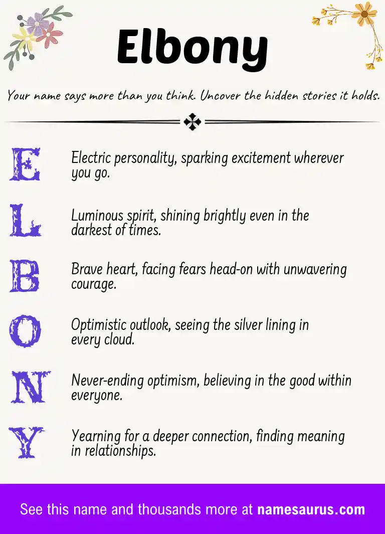 Acrostic poem about Elbony.