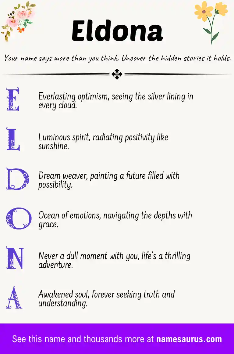 Acrostic poem about Eldona.