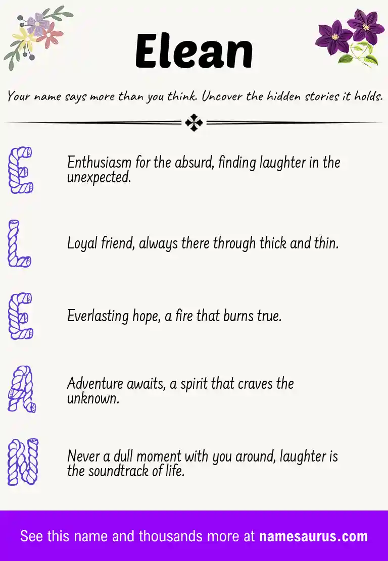 Acrostic poem about Elean.