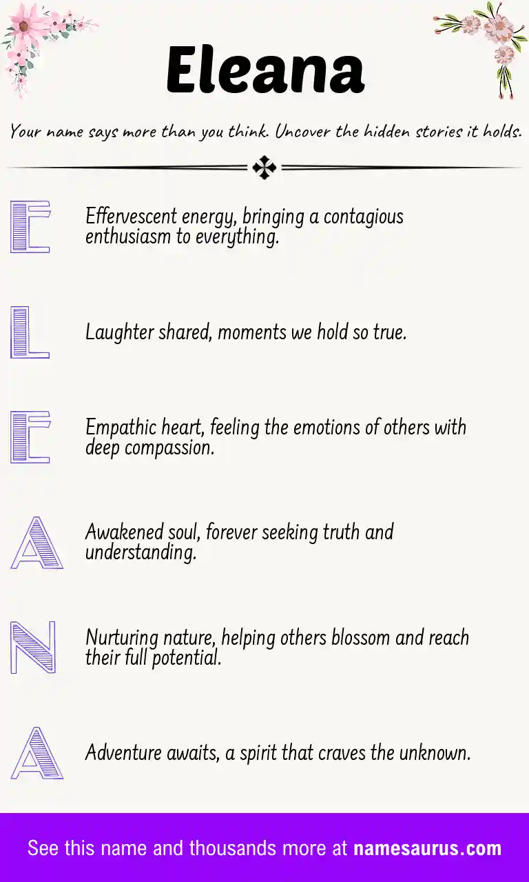 Acrostic poem about Eleana.