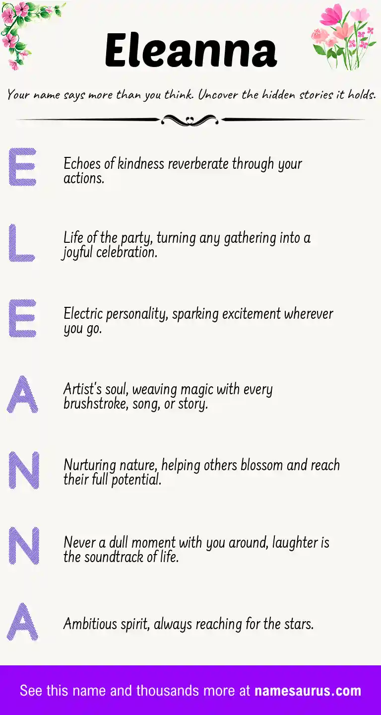 Acrostic poem about Eleanna.