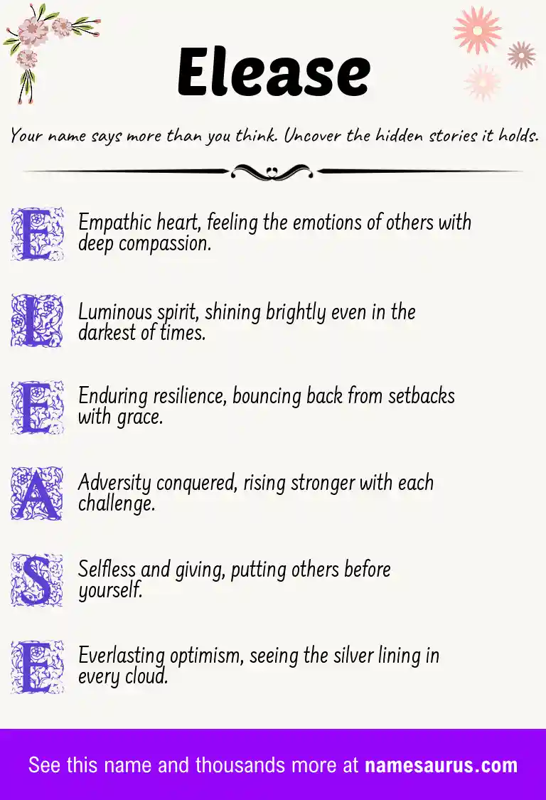 Acrostic poem about Elease.