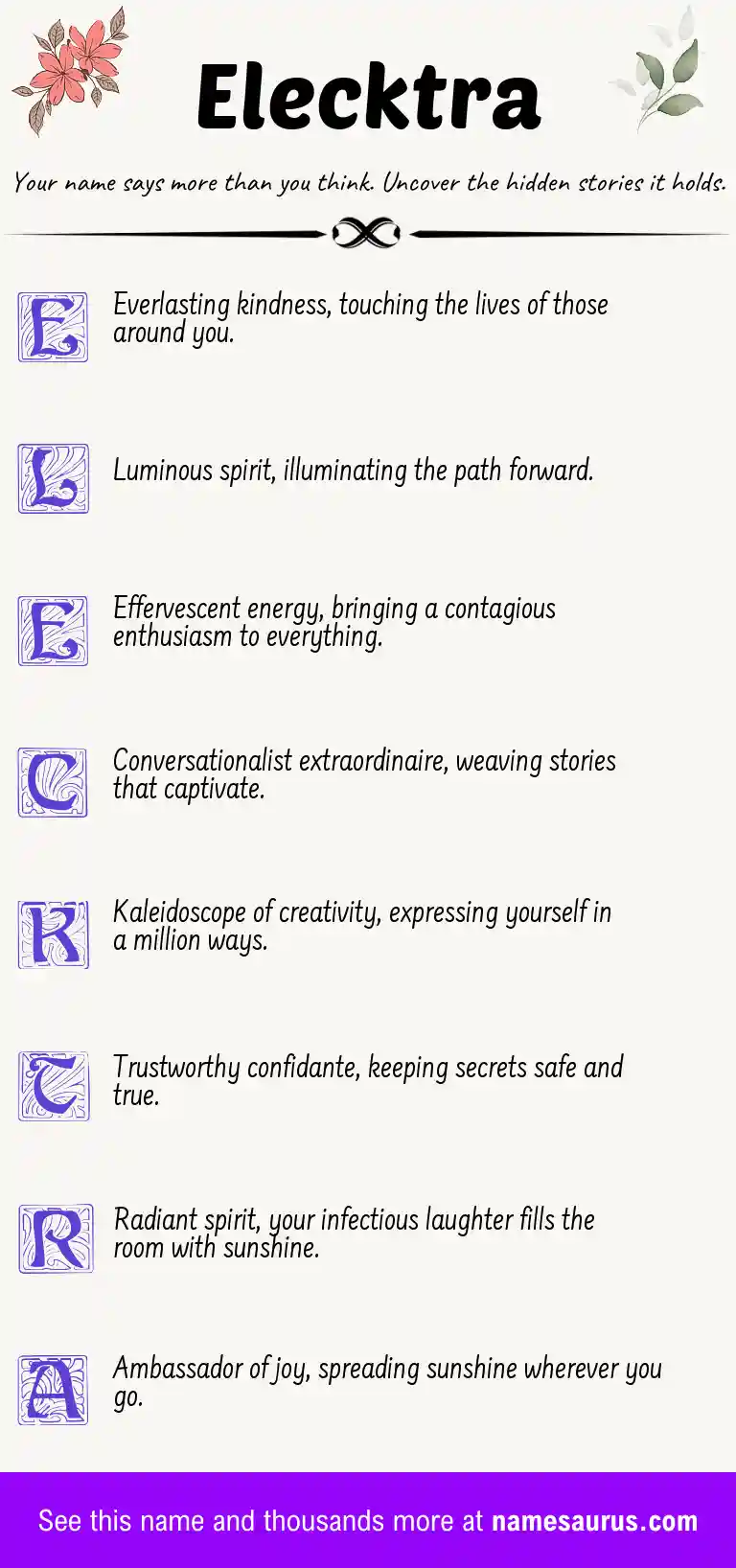 Acrostic poem about Elecktra.