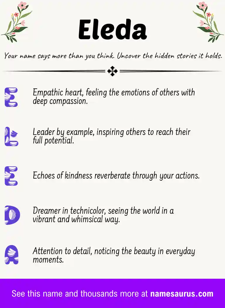 Acrostic poem about Eleda.