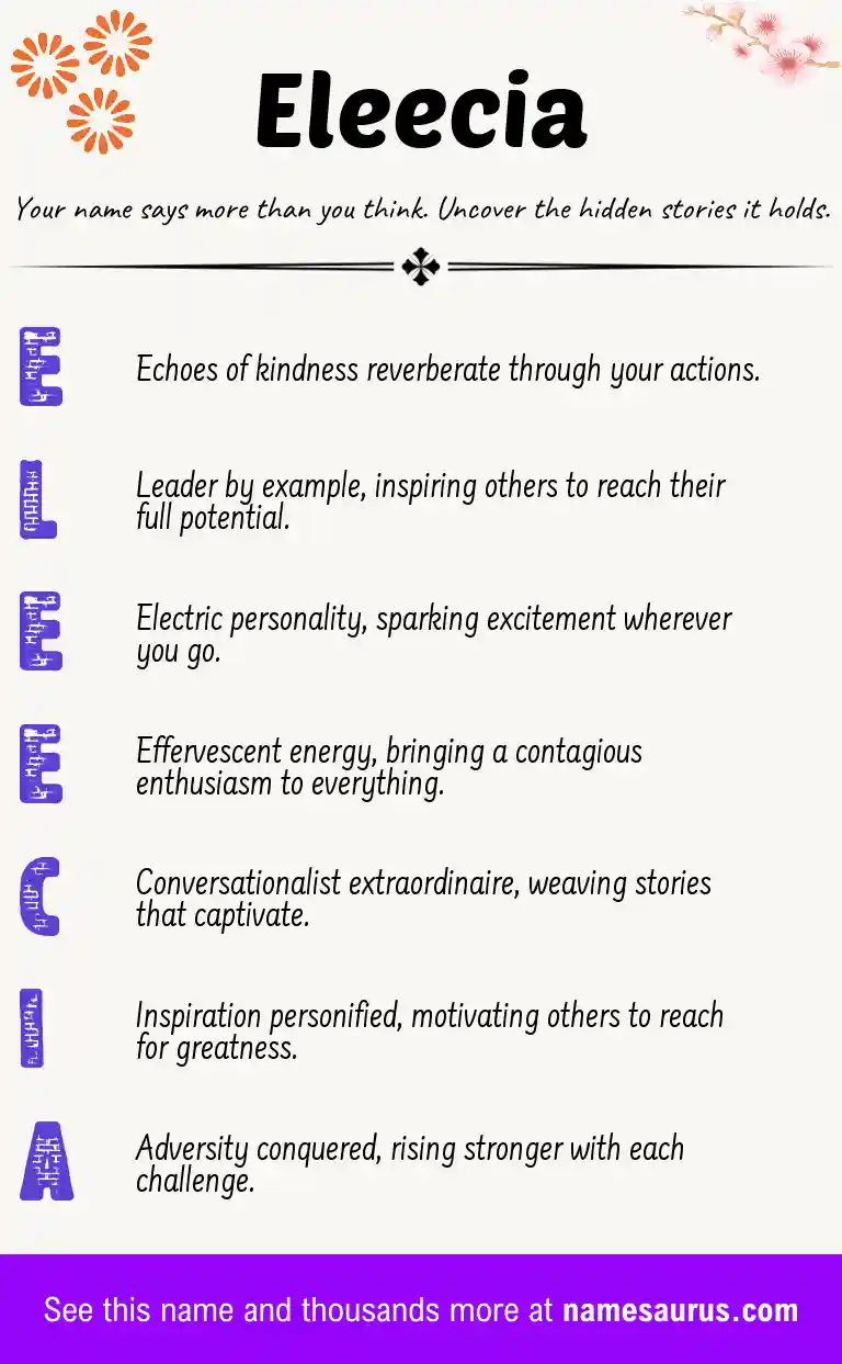 Acrostic poem about Eleecia.