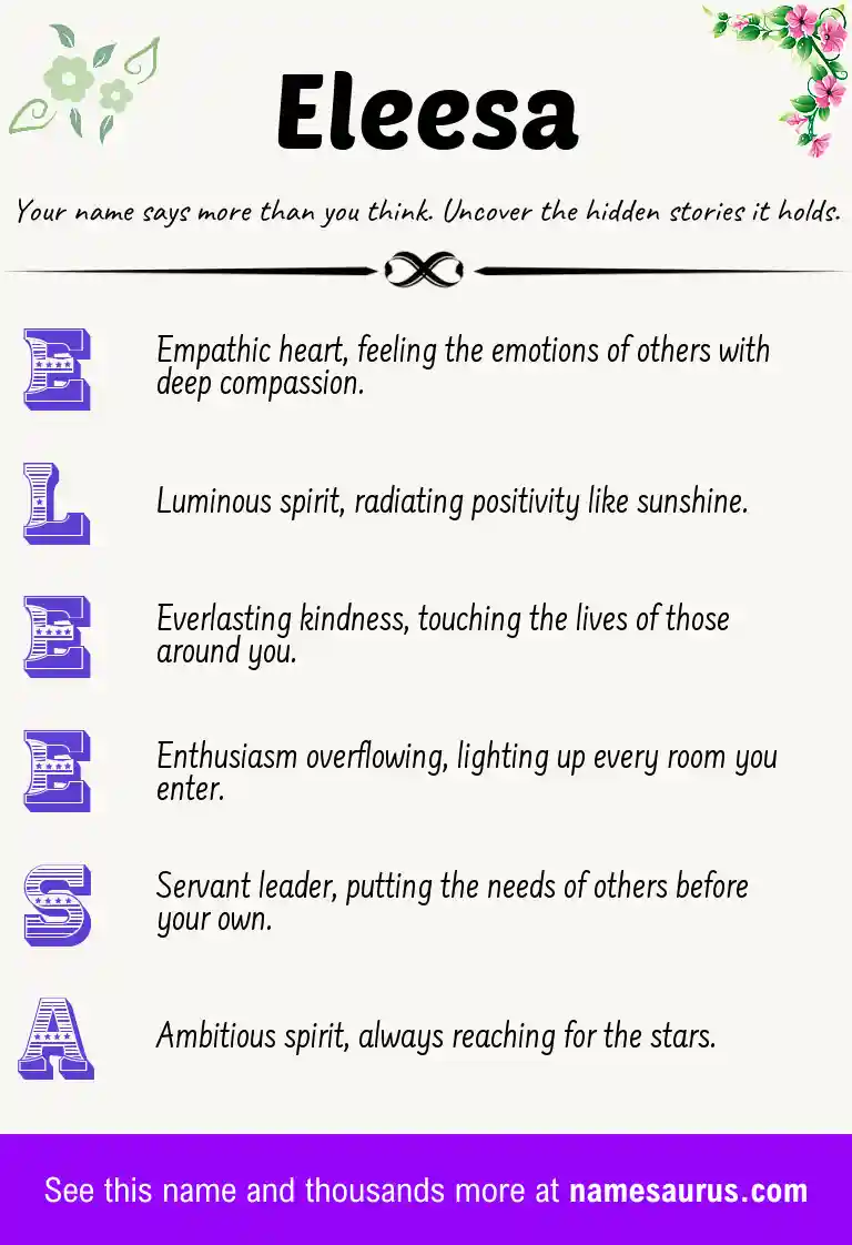 Acrostic poem about Eleesa.