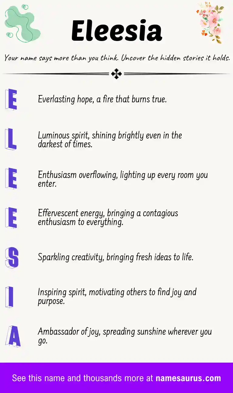 Acrostic poem about Eleesia.