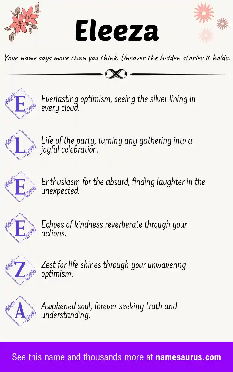 Acrostic poem about Eleeza.