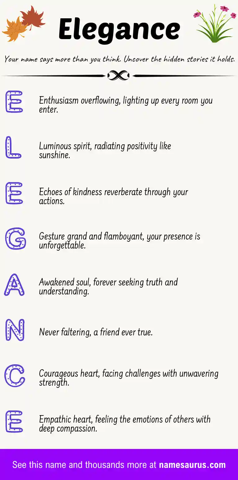 Acrostic poem about Elegance.