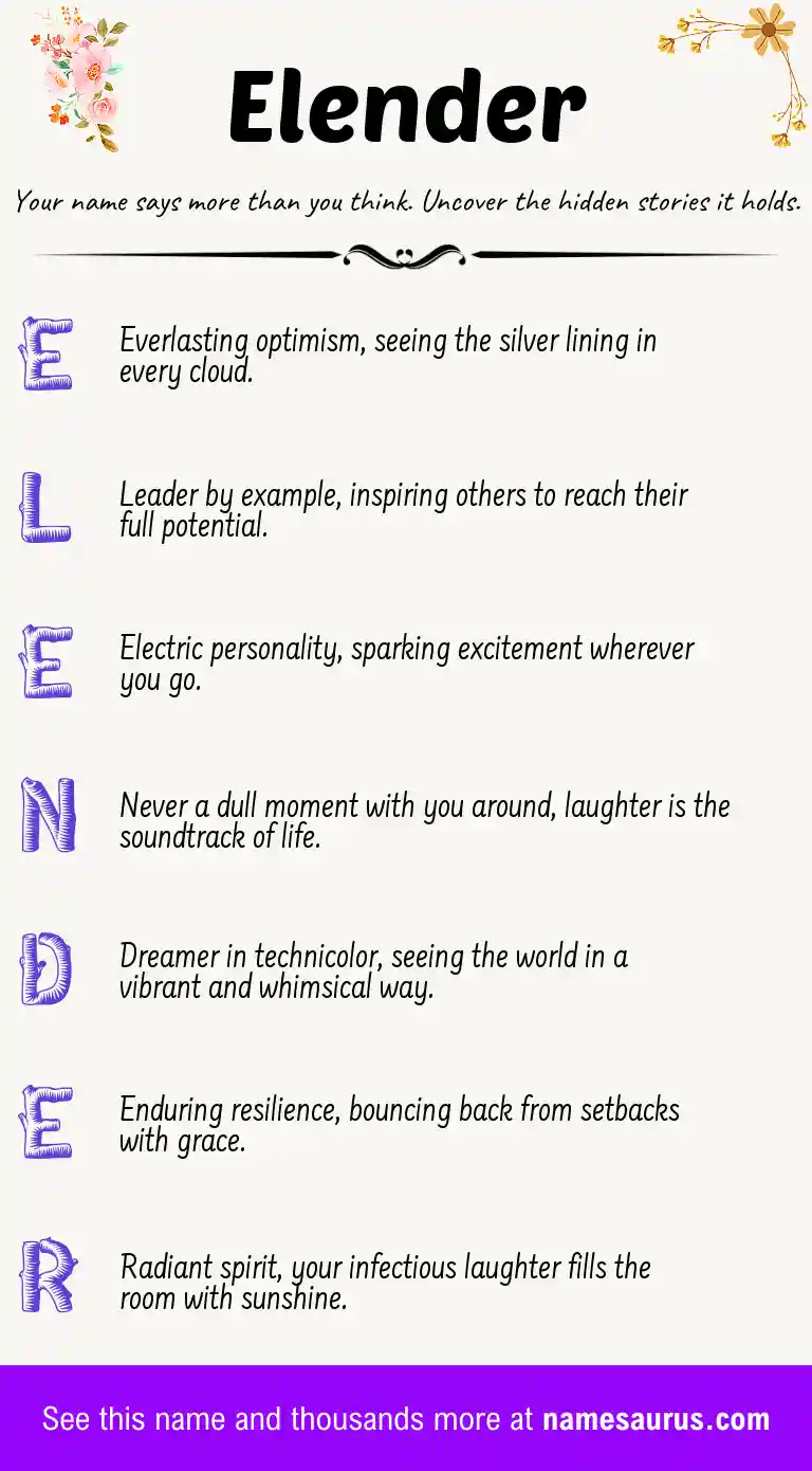 Acrostic poem about Elender.