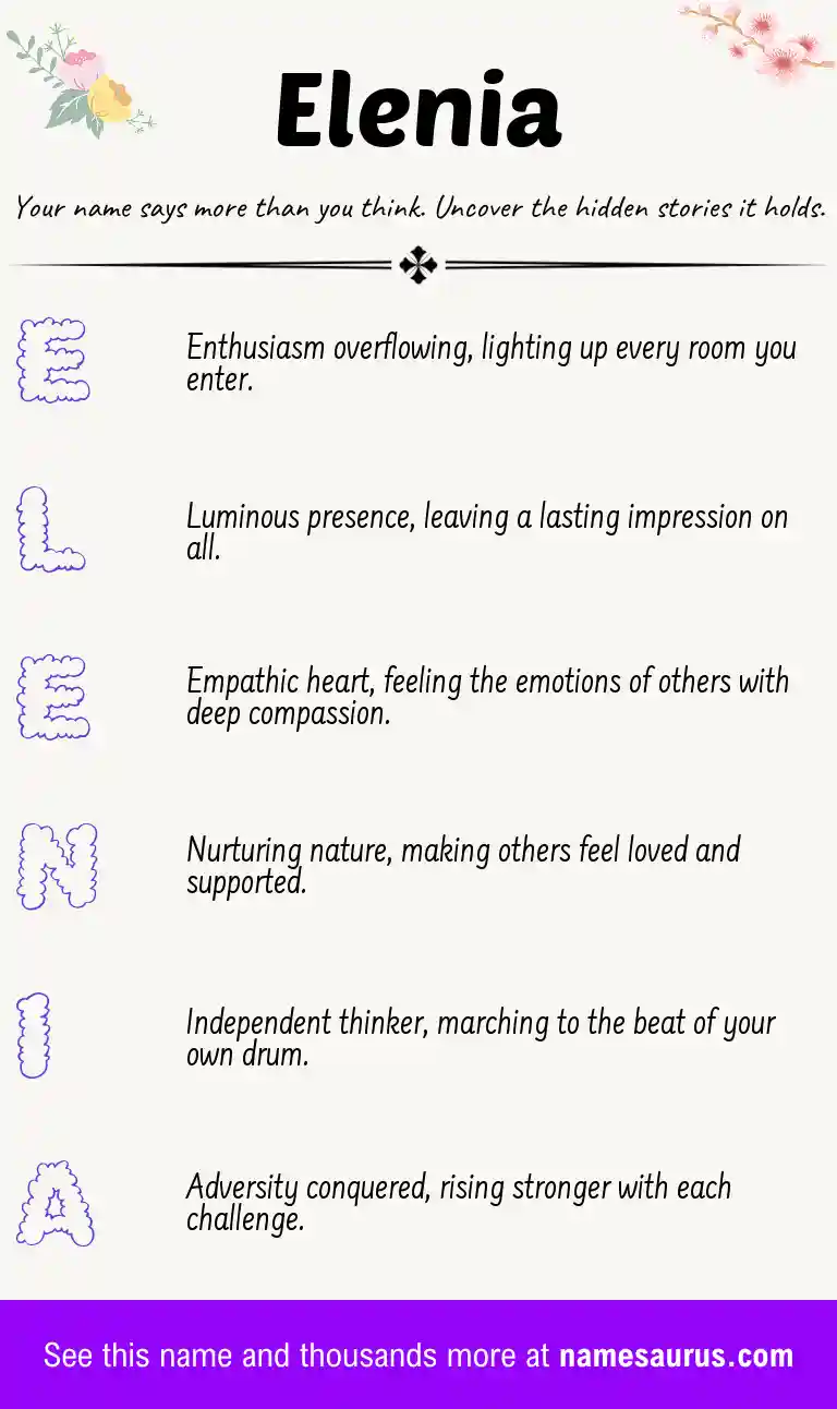 Acrostic poem about Elenia.