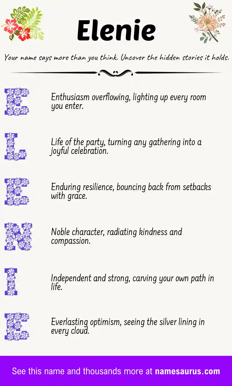 Acrostic poem about Elenie.