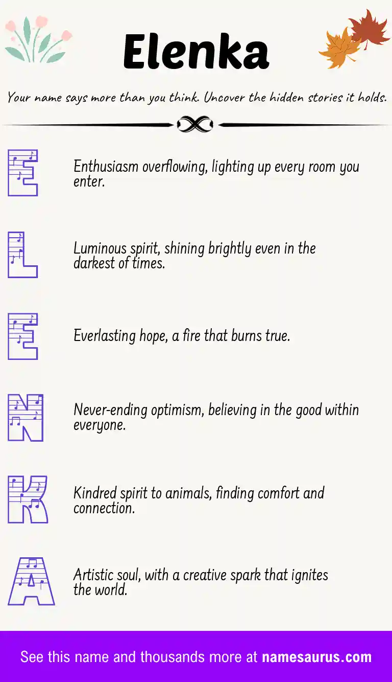 Acrostic poem about Elenka.