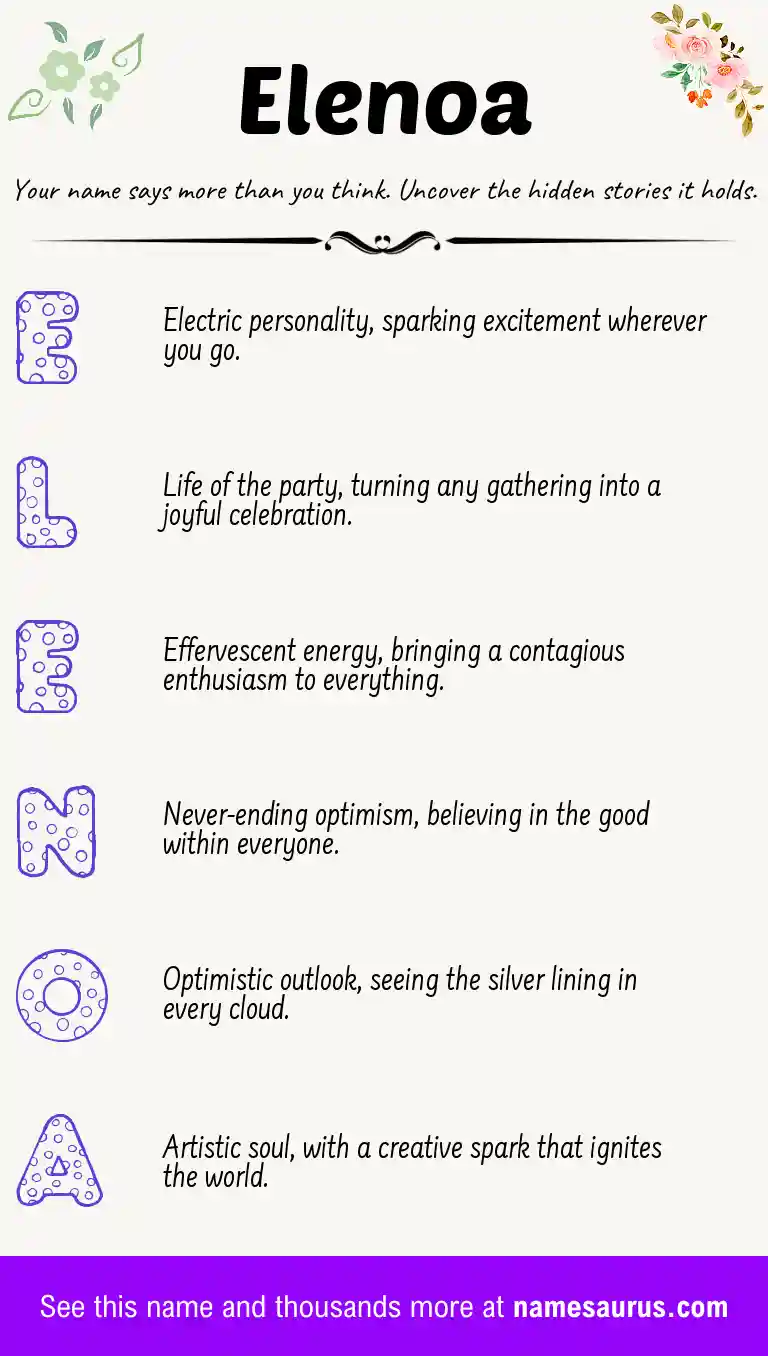 Acrostic poem about Elenoa.