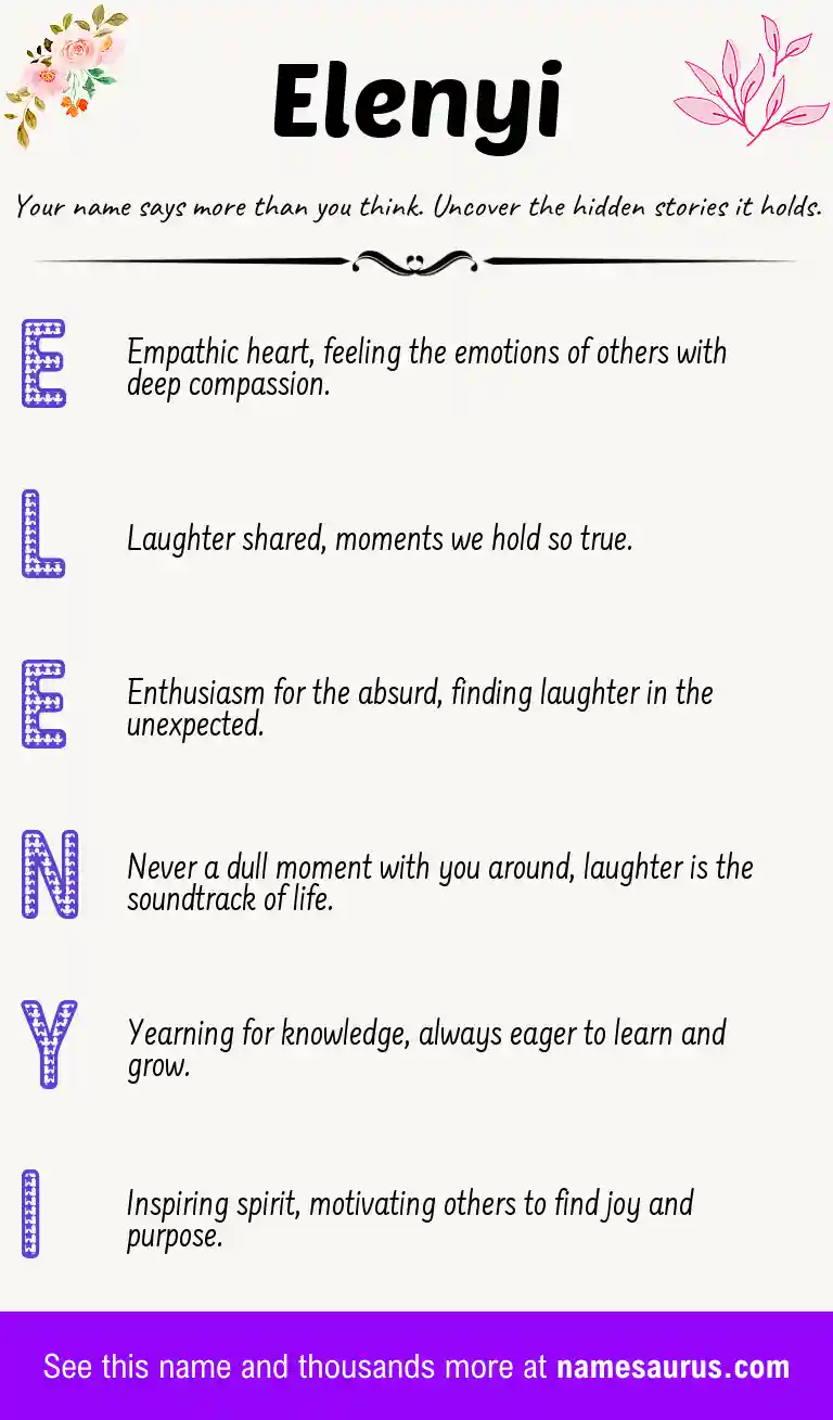 Acrostic poem about Elenyi.