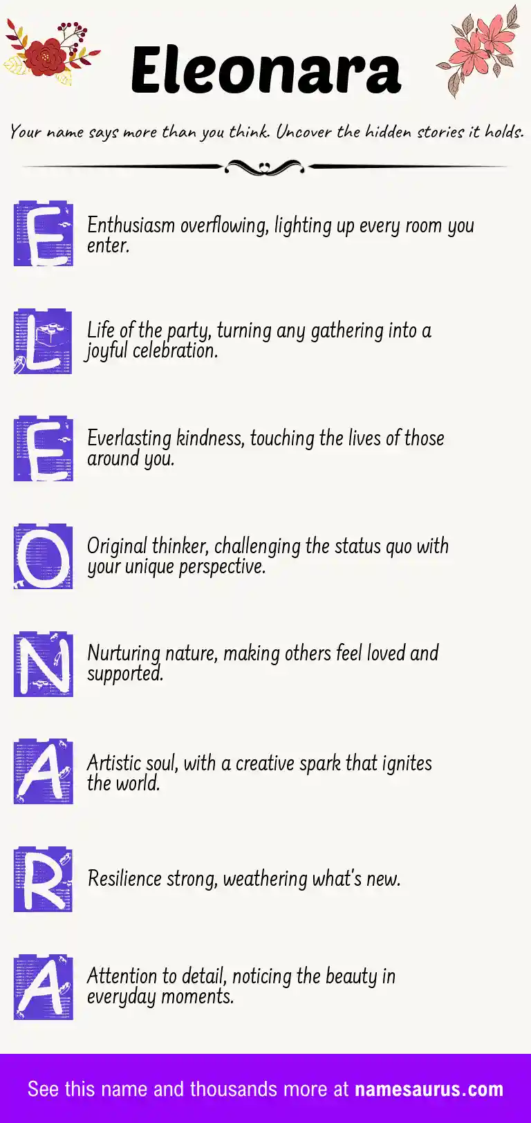 Acrostic poem about Eleonara.