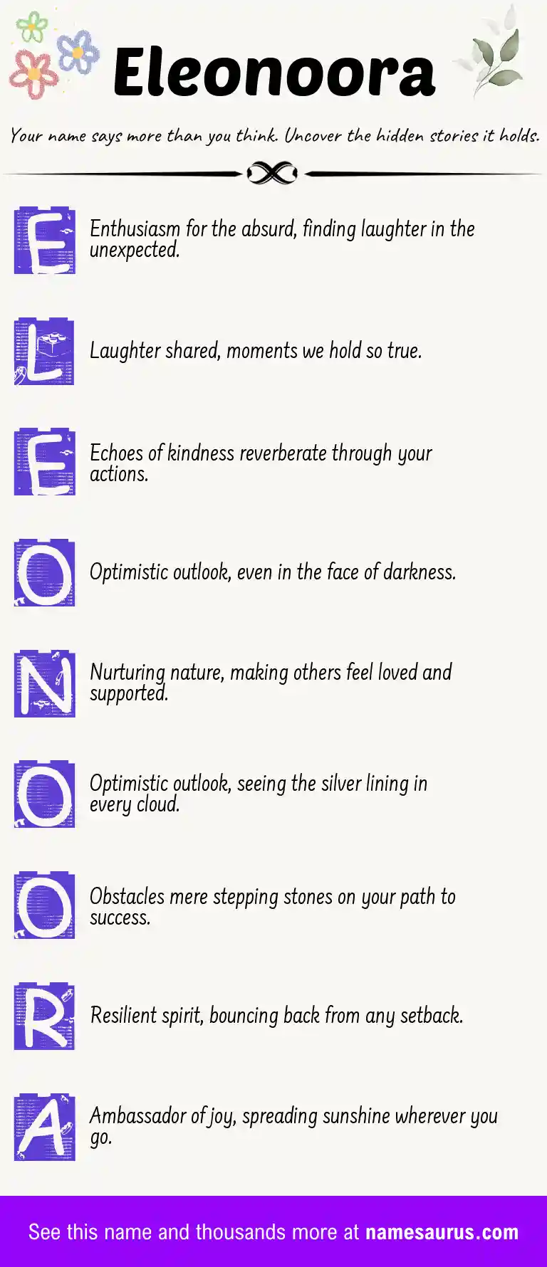 Acrostic poem about Eleonoora.
