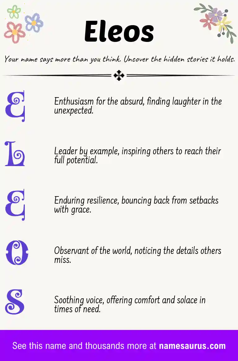 Acrostic poem about Eleos.
