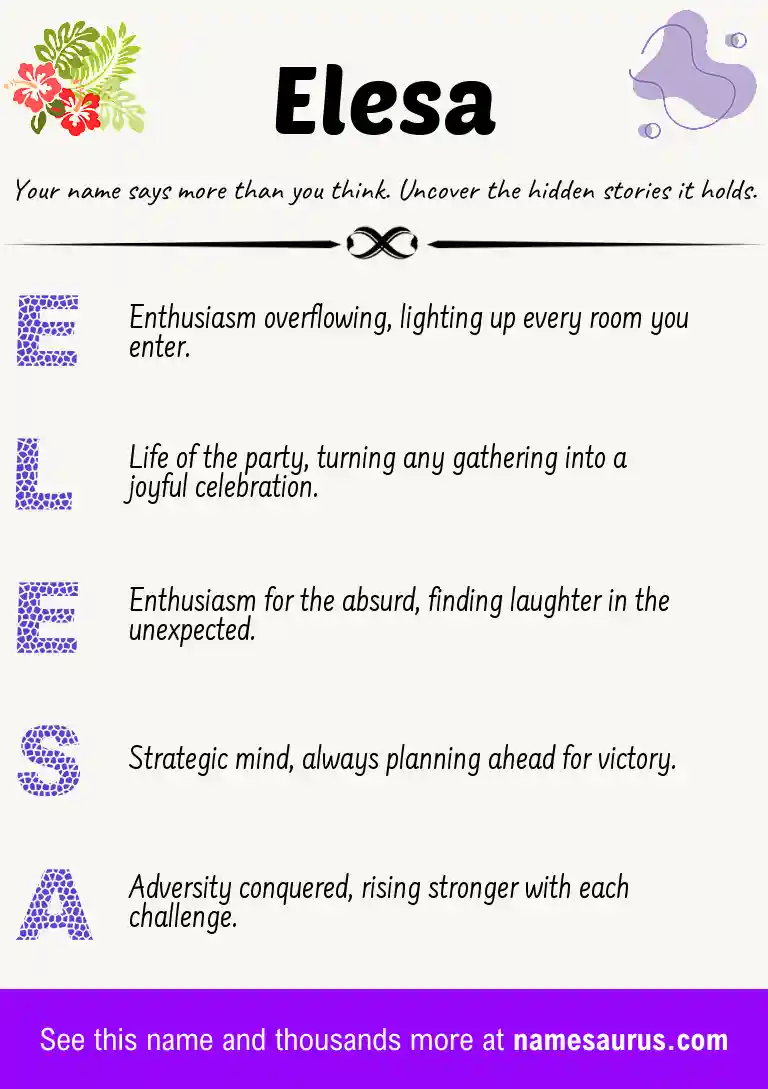 Acrostic poem about Elesa.