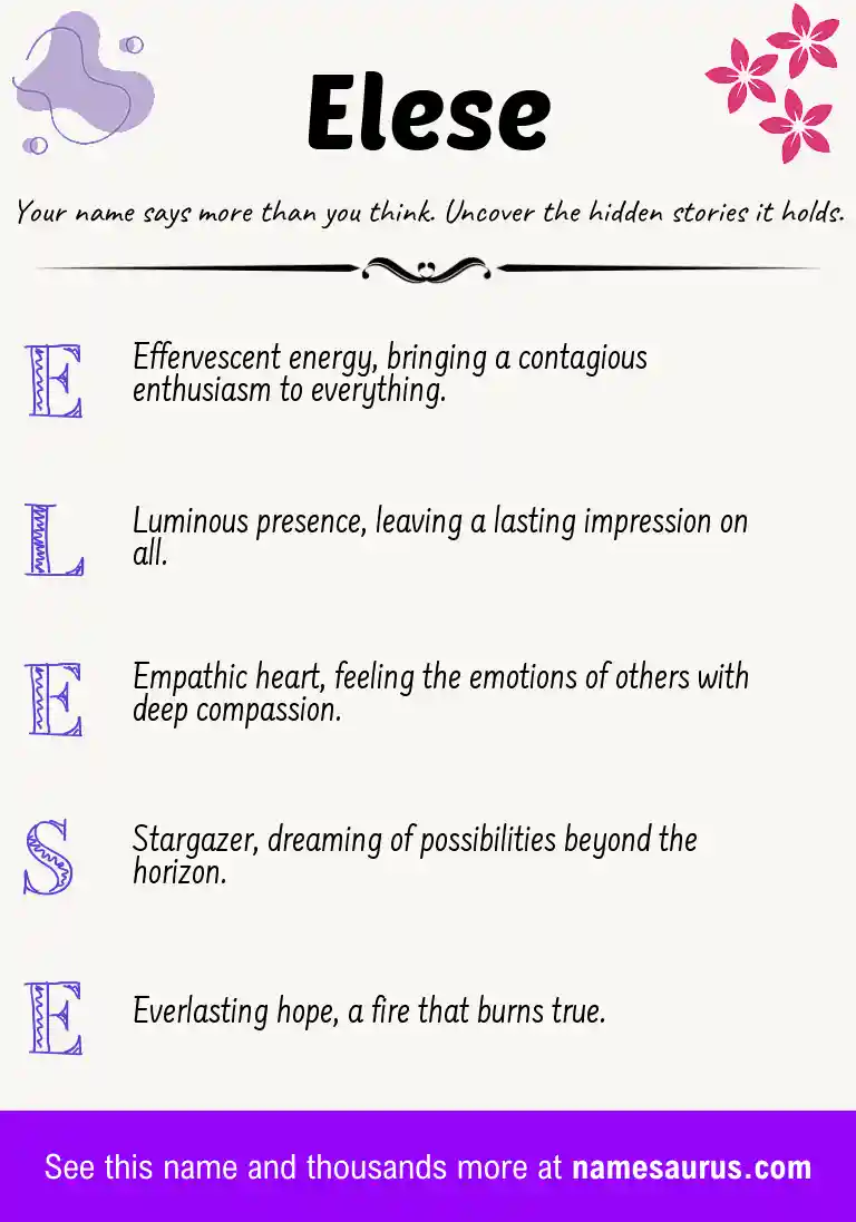 Acrostic poem about Elese.