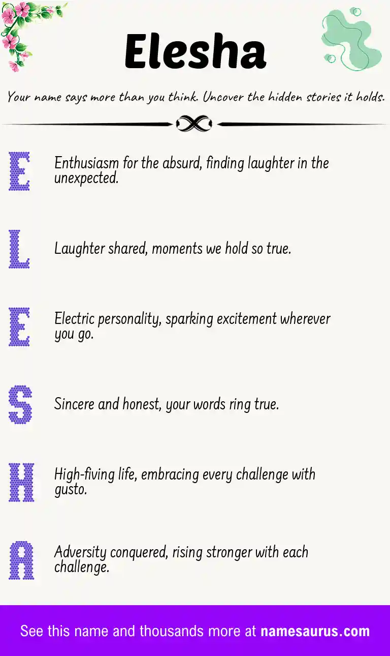Acrostic poem about Elesha.