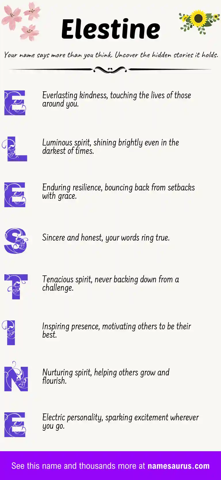Acrostic poem about Elestine.