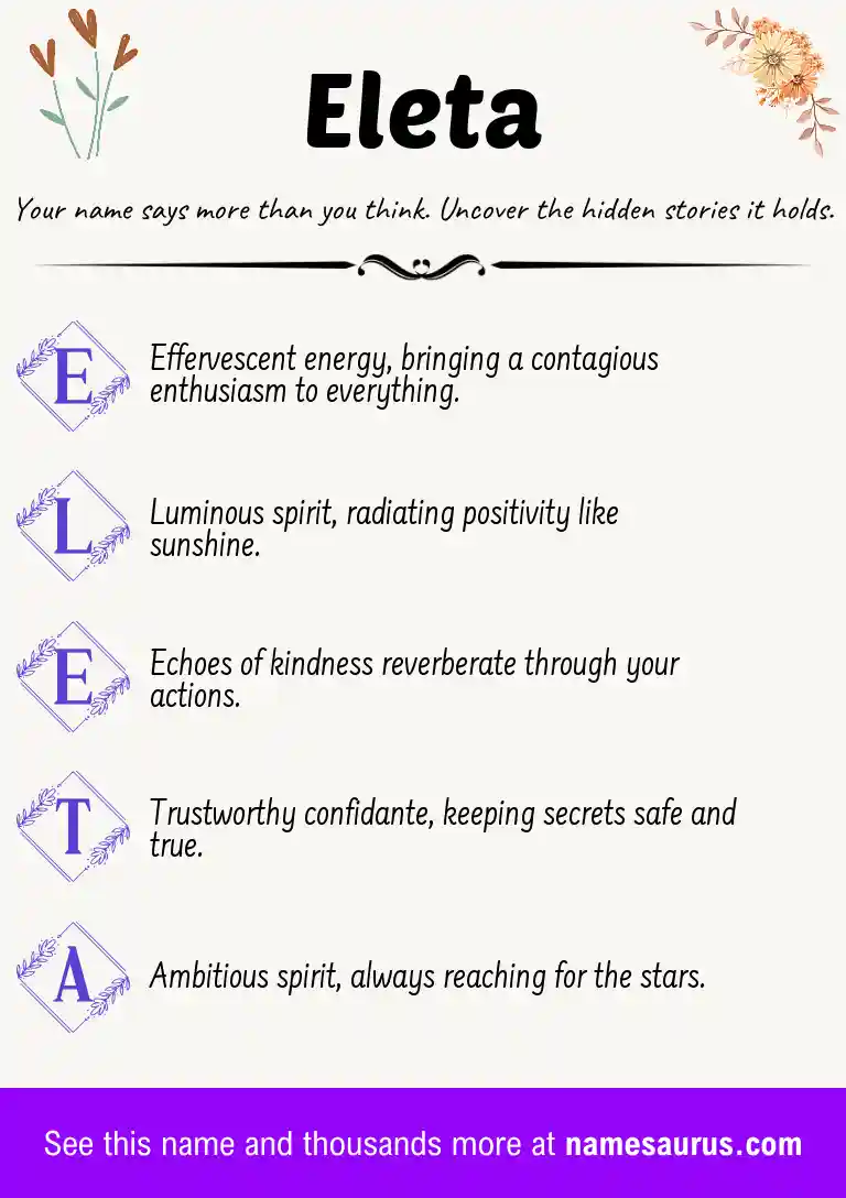 Acrostic poem about Eleta.