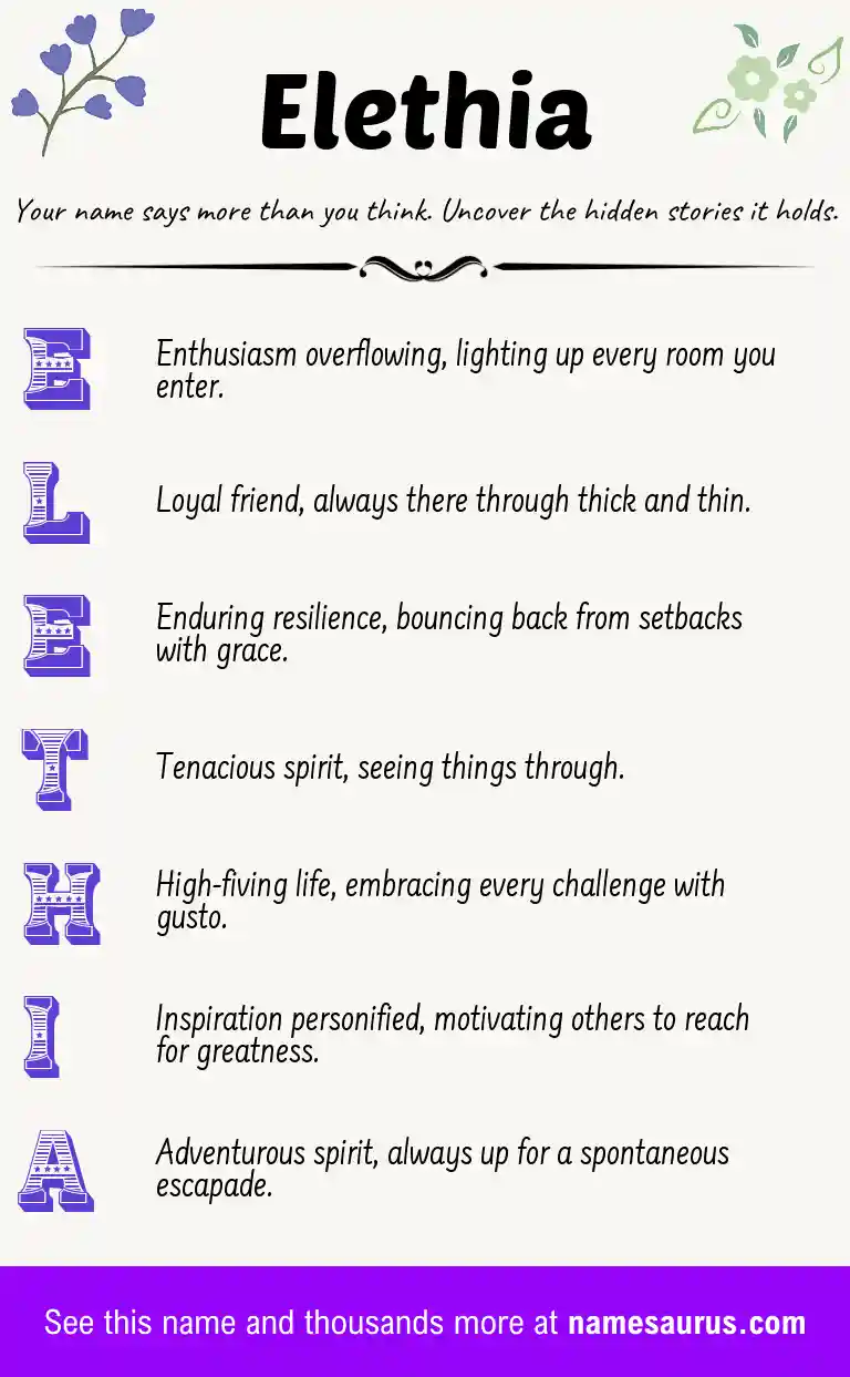 Acrostic poem about Elethia.