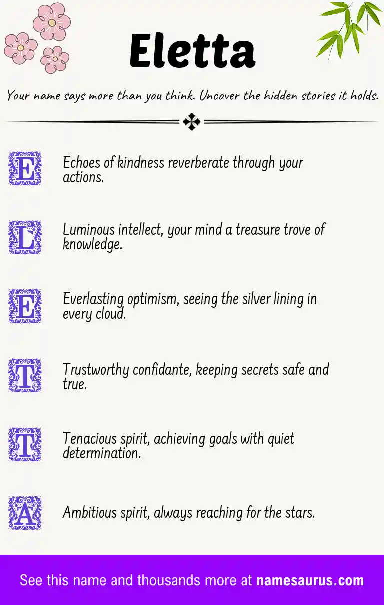 Acrostic poem about Eletta.