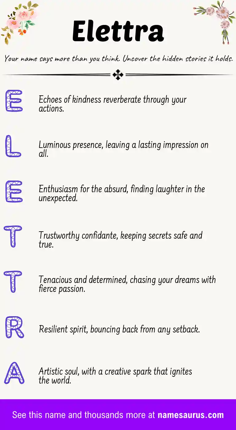 Acrostic poem about Elettra.