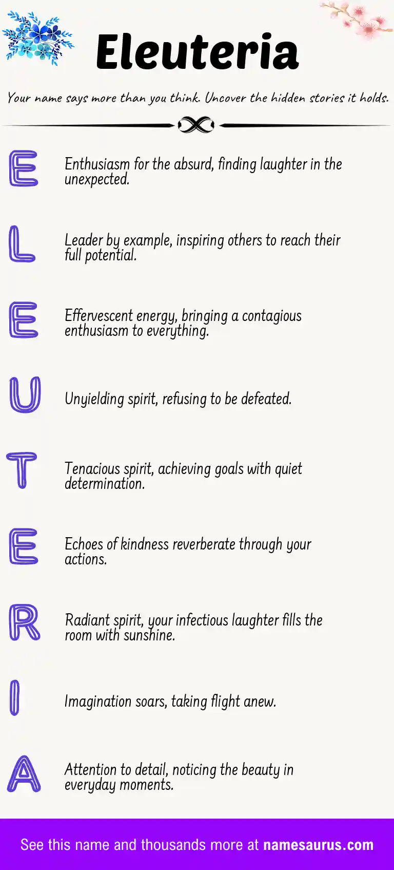 Acrostic poem about Eleuteria.