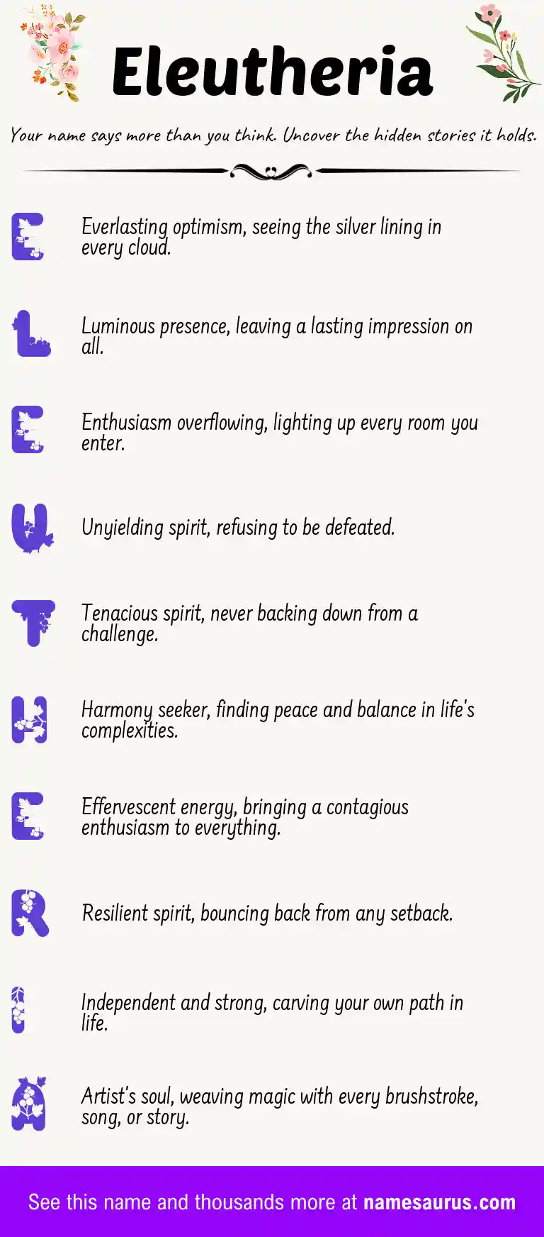 Acrostic poem about Eleutheria.