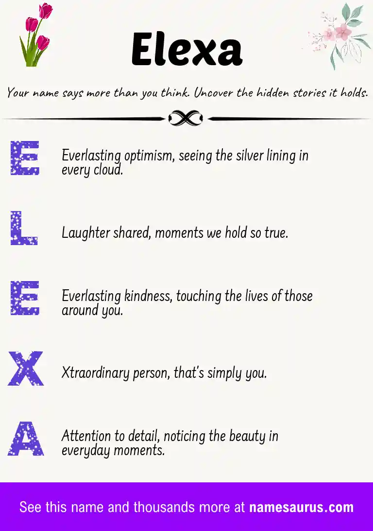 Acrostic poem about Elexa.