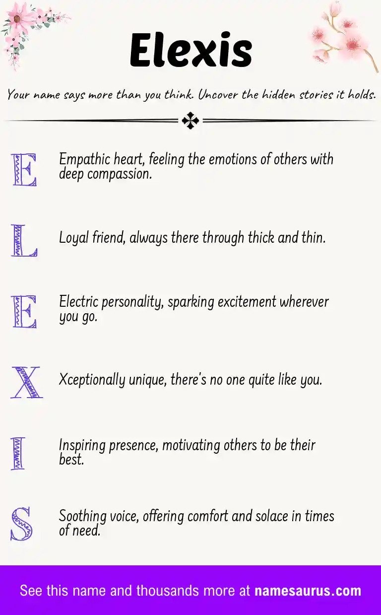 Acrostic poem about Elexis.
