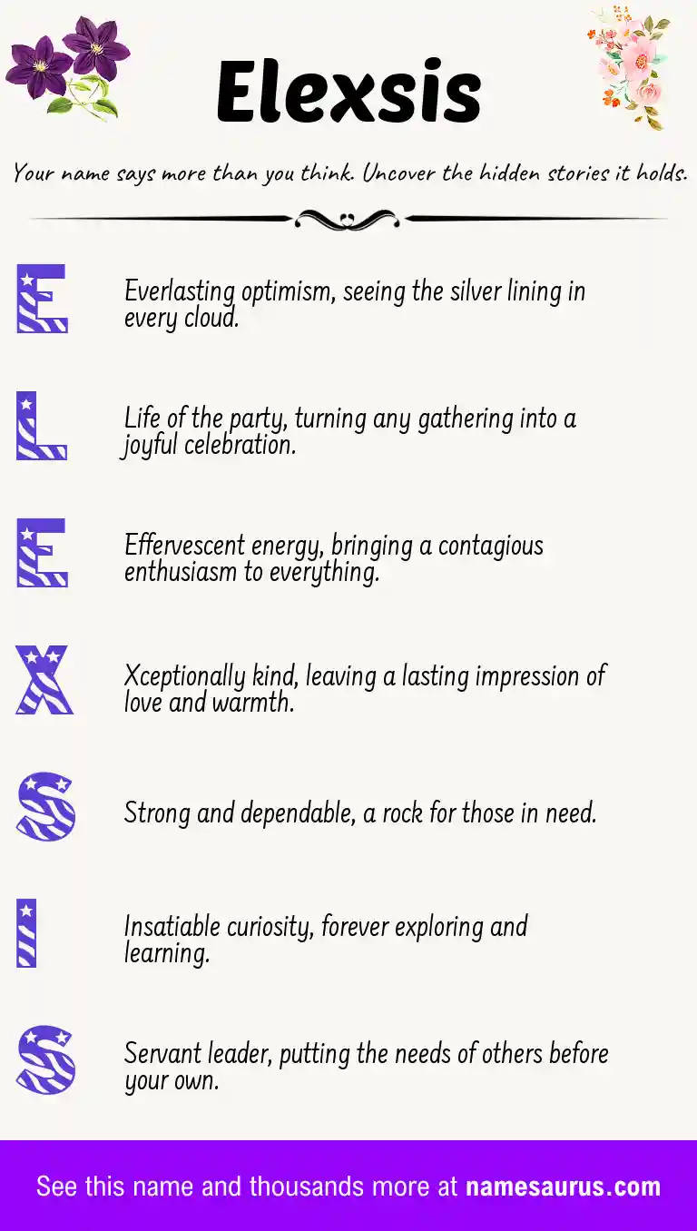 Acrostic poem about Elexsis.