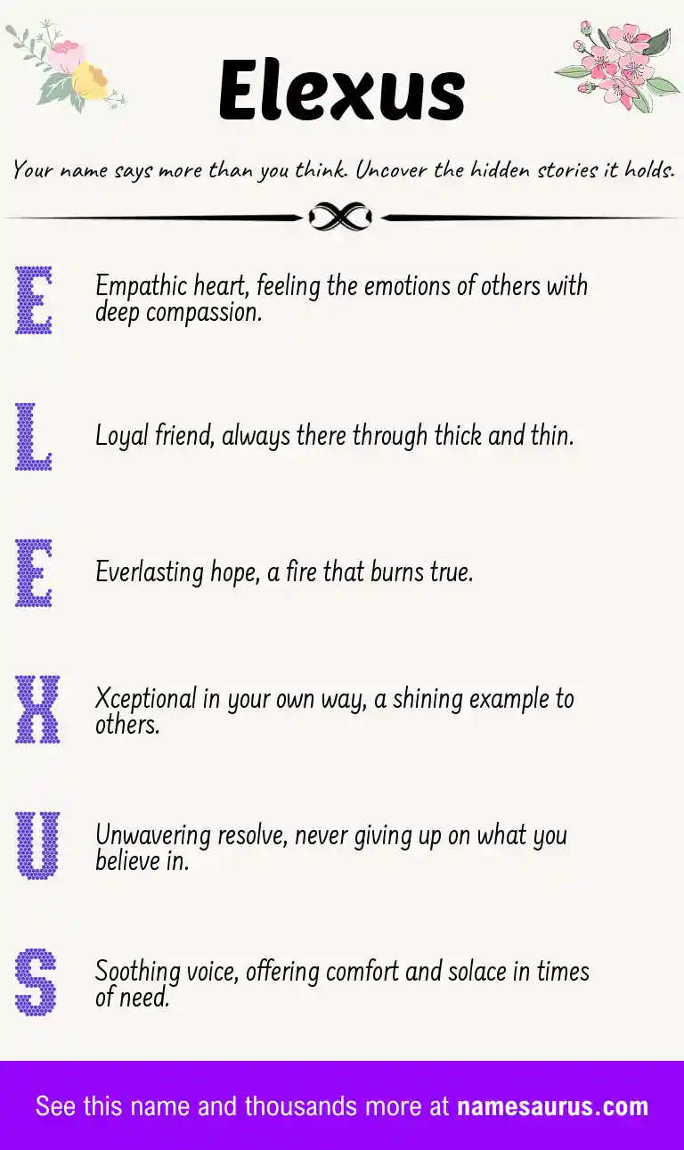 Acrostic poem about Elexus.