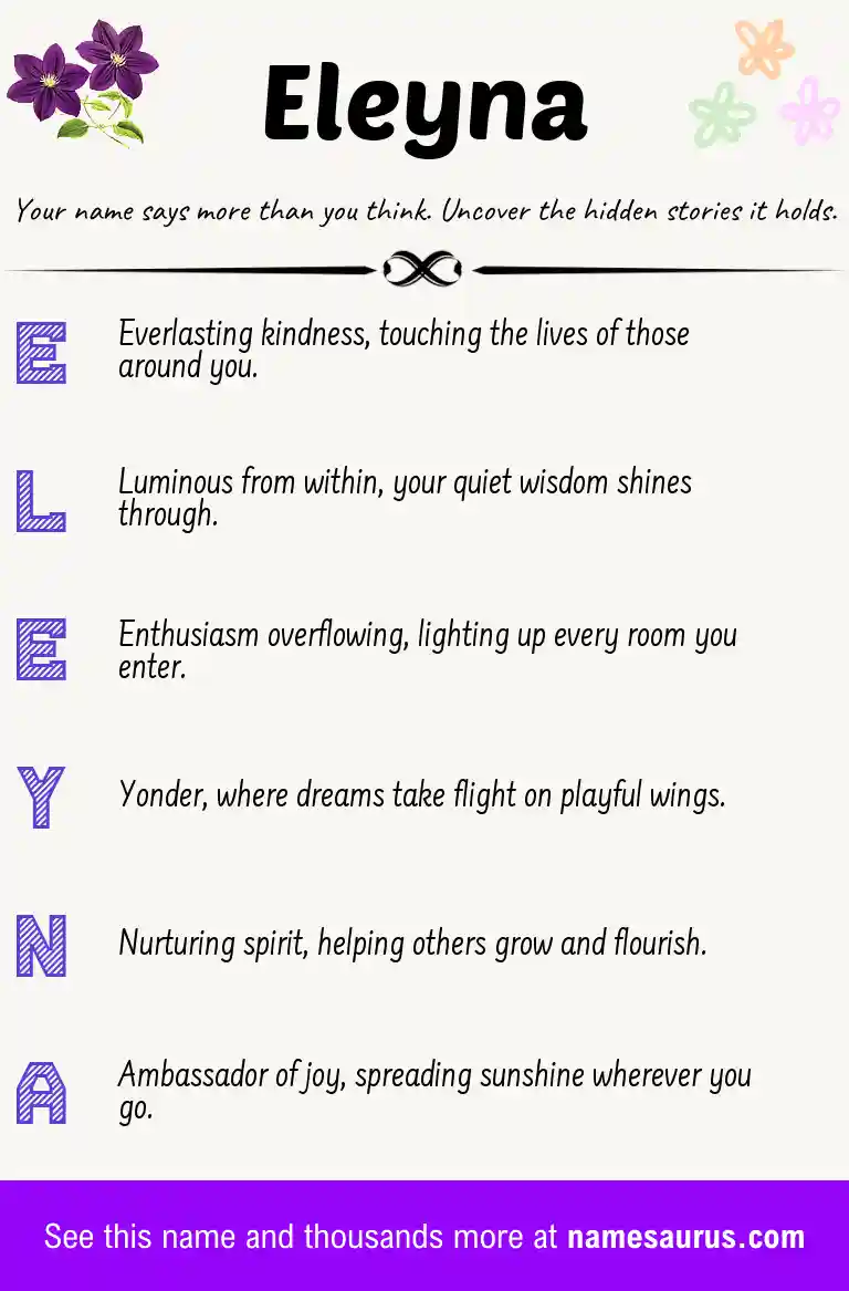 Acrostic poem about Eleyna.