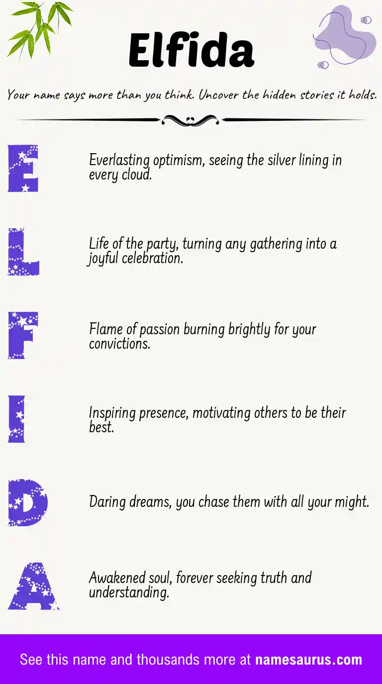 Acrostic poem about Elfida.