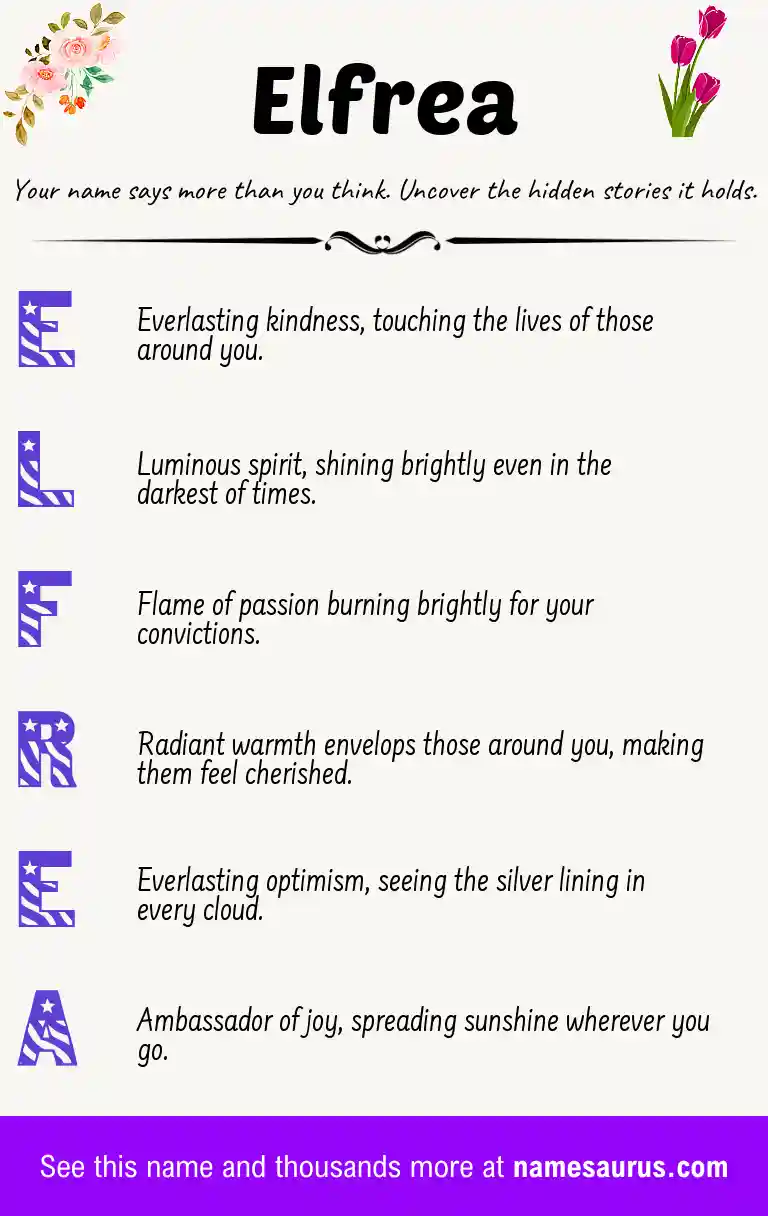 Acrostic poem about Elfrea.