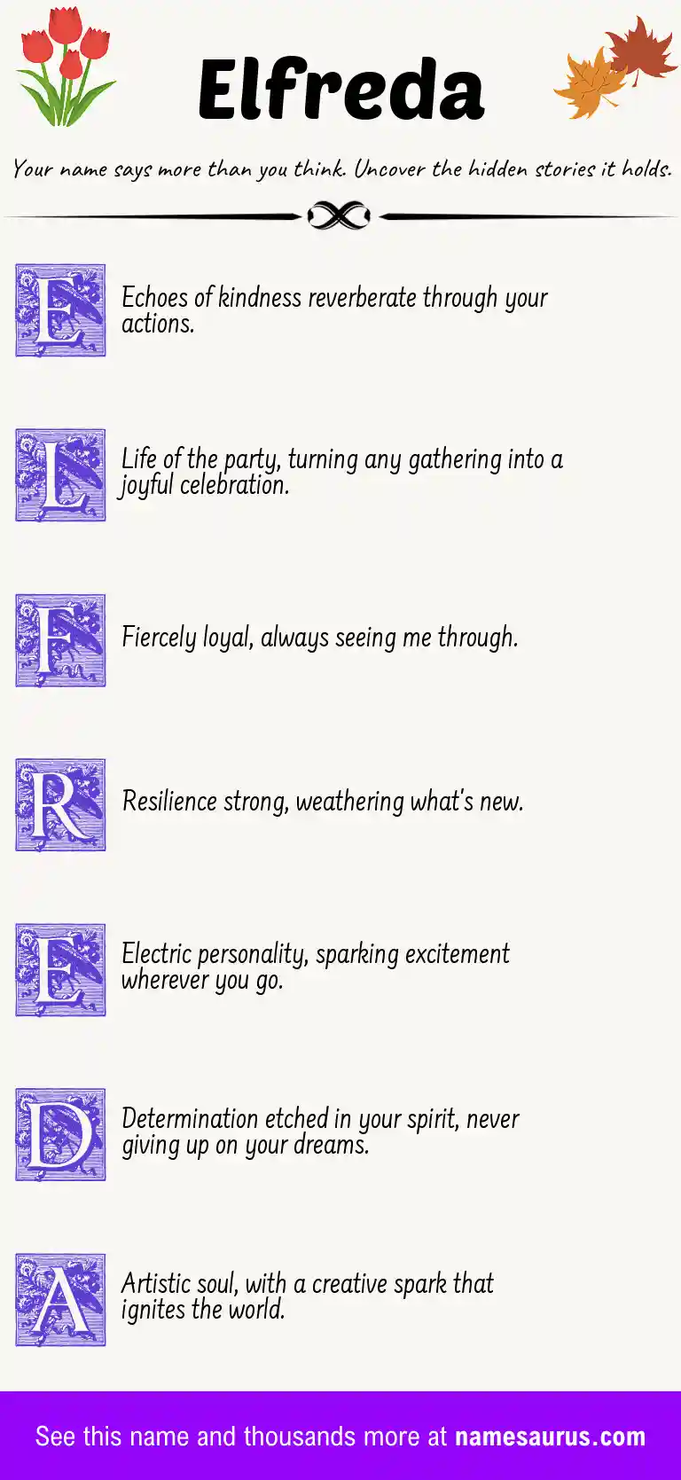 Acrostic poem about Elfreda.