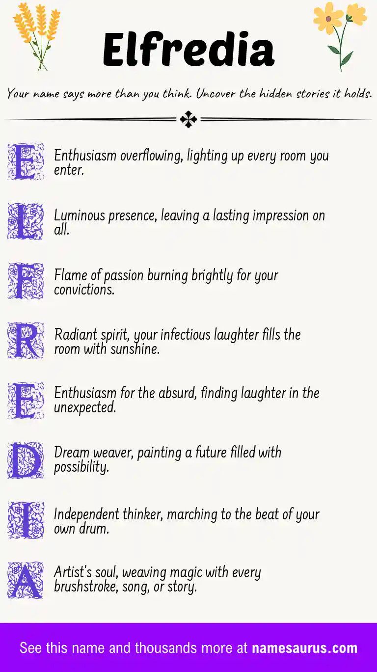 Acrostic poem about Elfredia.
