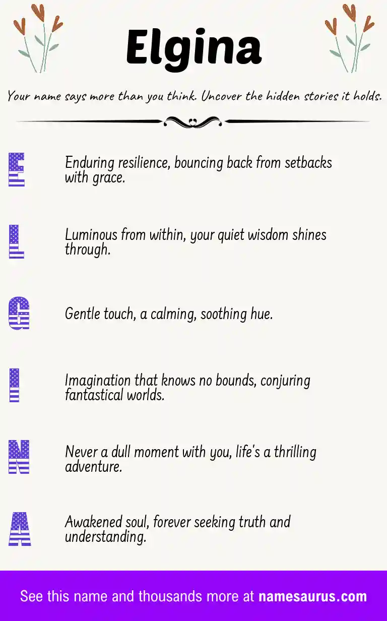 Acrostic poem about Elgina.