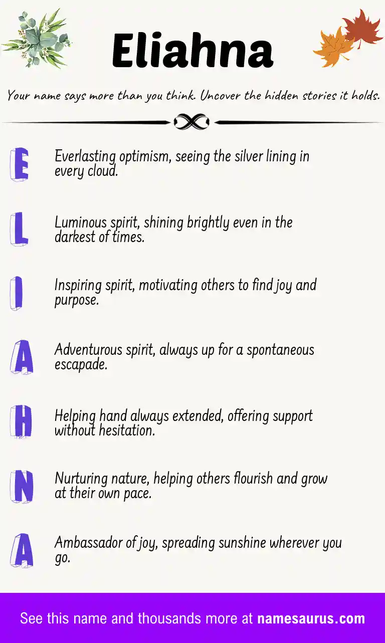 Acrostic poem about Eliahna.