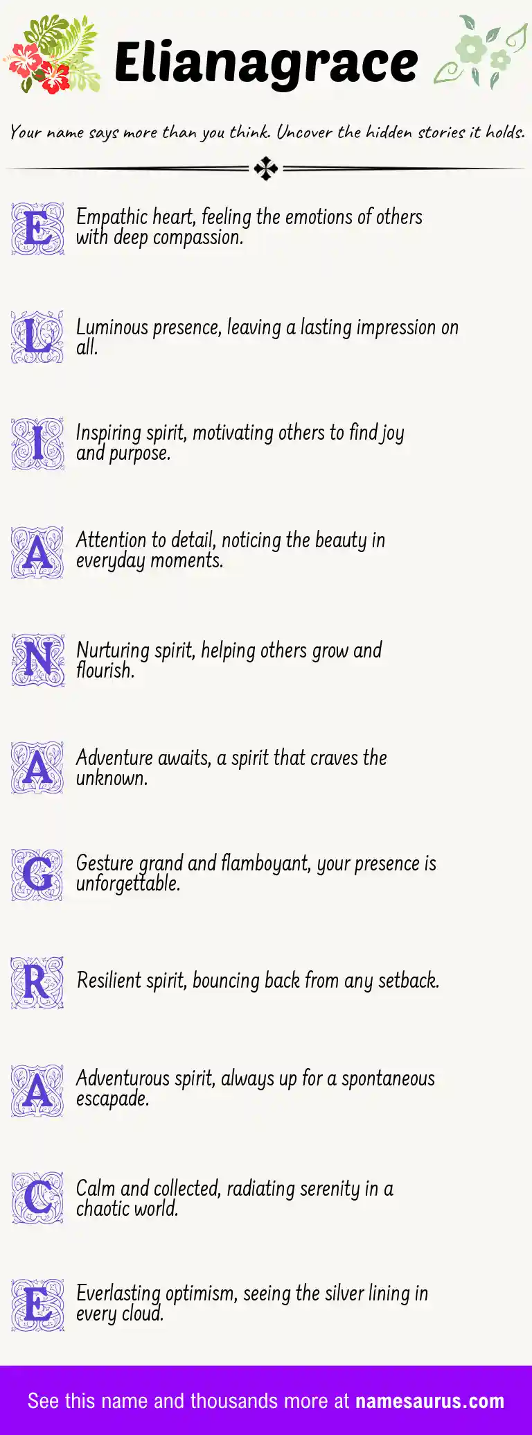 Acrostic poem about Elianagrace.