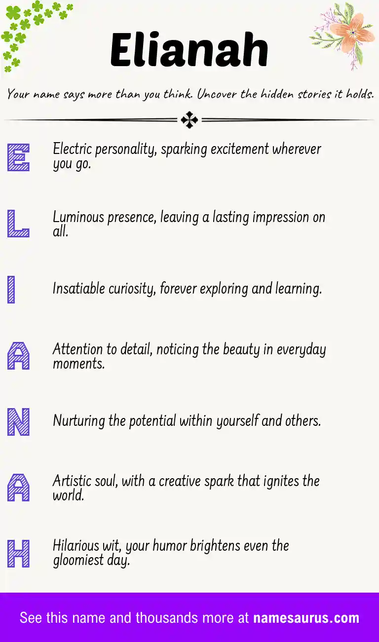 Acrostic poem about Elianah.