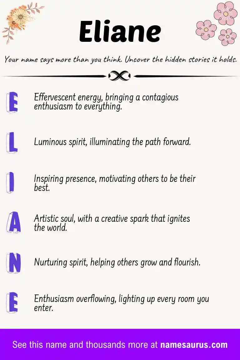 Acrostic poem about Eliane.