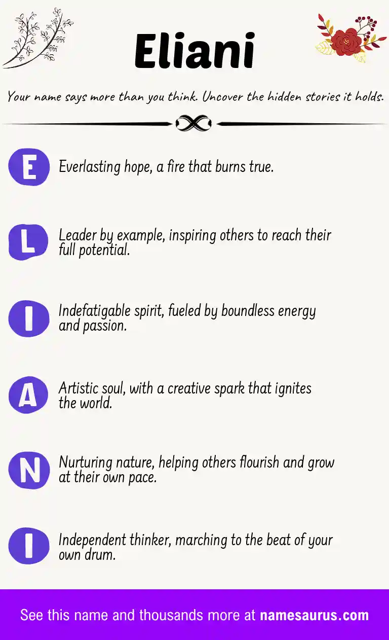 Acrostic poem about Eliani.