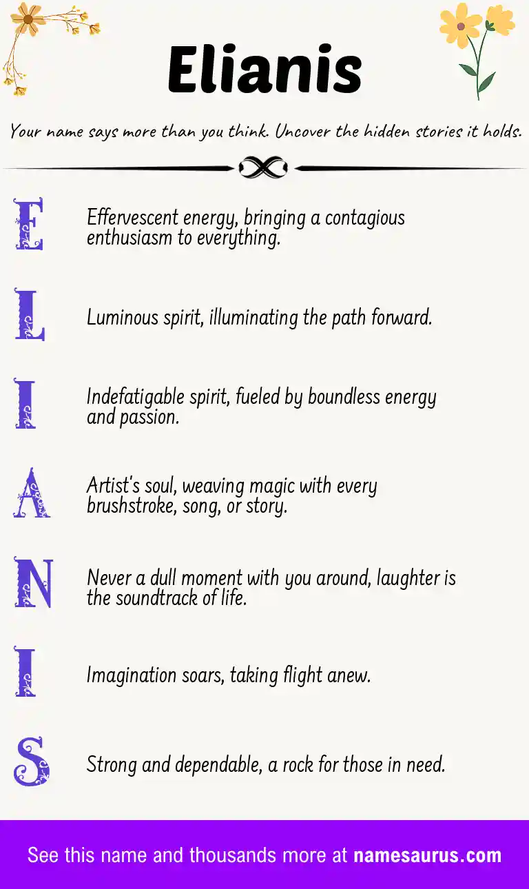 Acrostic poem about Elianis.