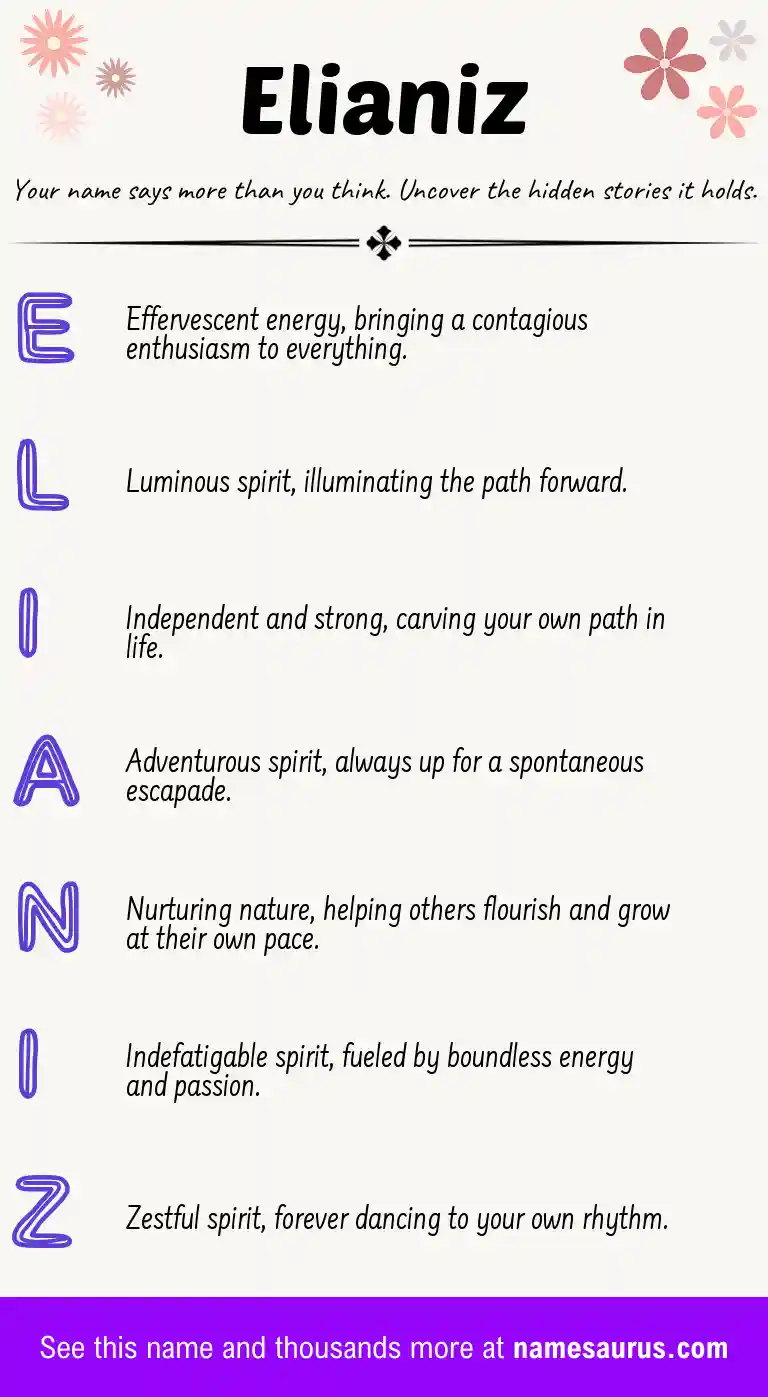 Acrostic poem about Elianiz.